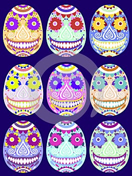 Day of the dead mexican calavera set stock vector illustration